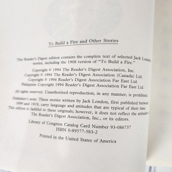 Vintage 90s Jack London To Build A Fire and Other Stories Hardcover - Picture 7 of 12